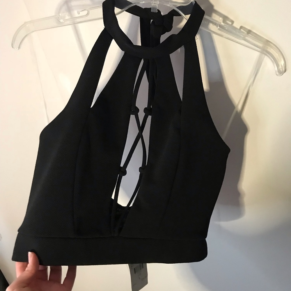 Fashion Nova Crop Top Black Size Large
